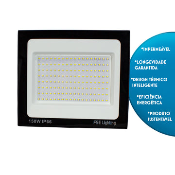 Refletor Super Led Holofote 150w Bivolt A Prova De Água Branco Frio